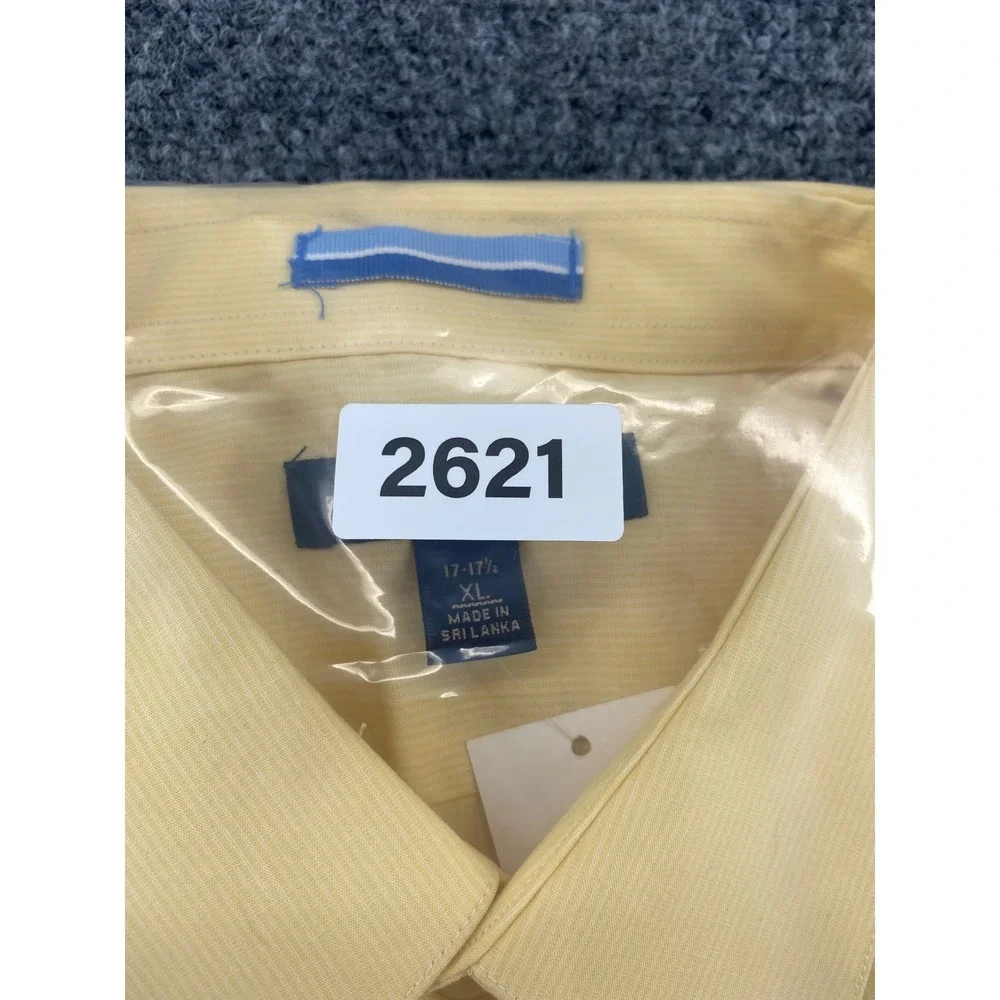 Banana Republic Shirt Mens XL Yellow Micro Stripe Short Sleeve Button Down New